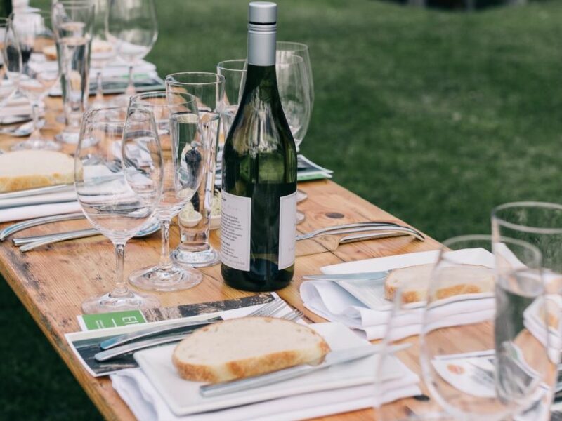 Image of an outdoor table set for a function.
