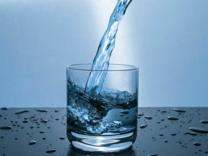 Glass of clean water to prevent dehydration on a hunting safari