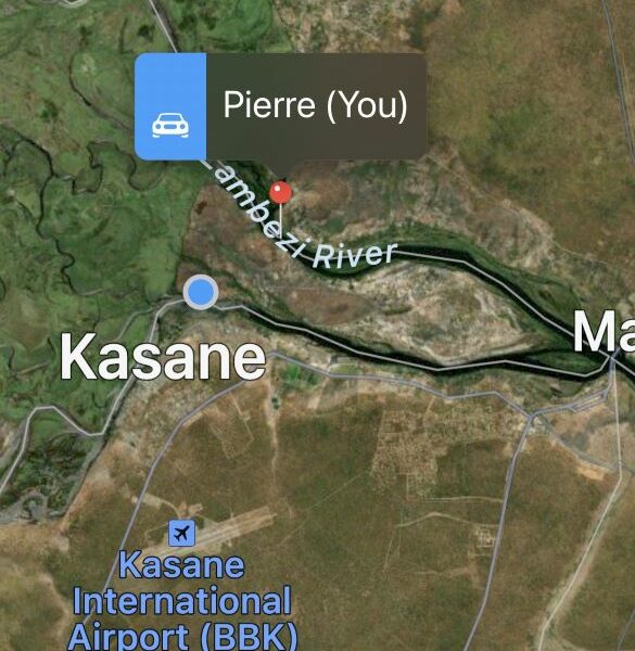 Map location of hippo hunt in Kasane