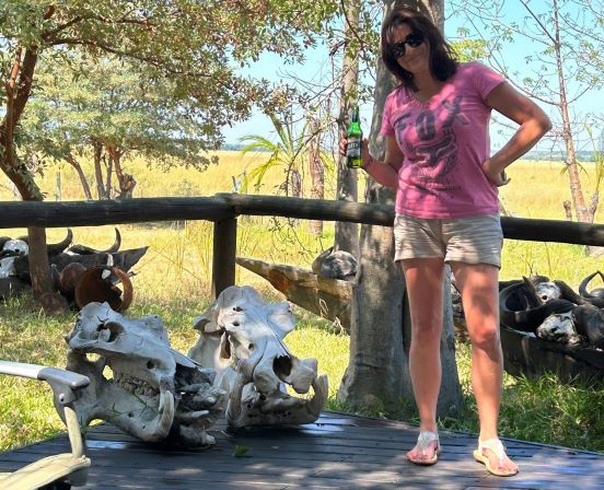Skulls of hippo hunted